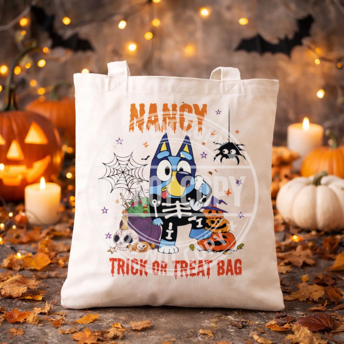 Personalised Halloween Trick or Treat Bag | Custom Kids Halloween Tote | 18 Cute Spooky Designs | Reusable Candy Bag | Personalised Pumpkin Bag