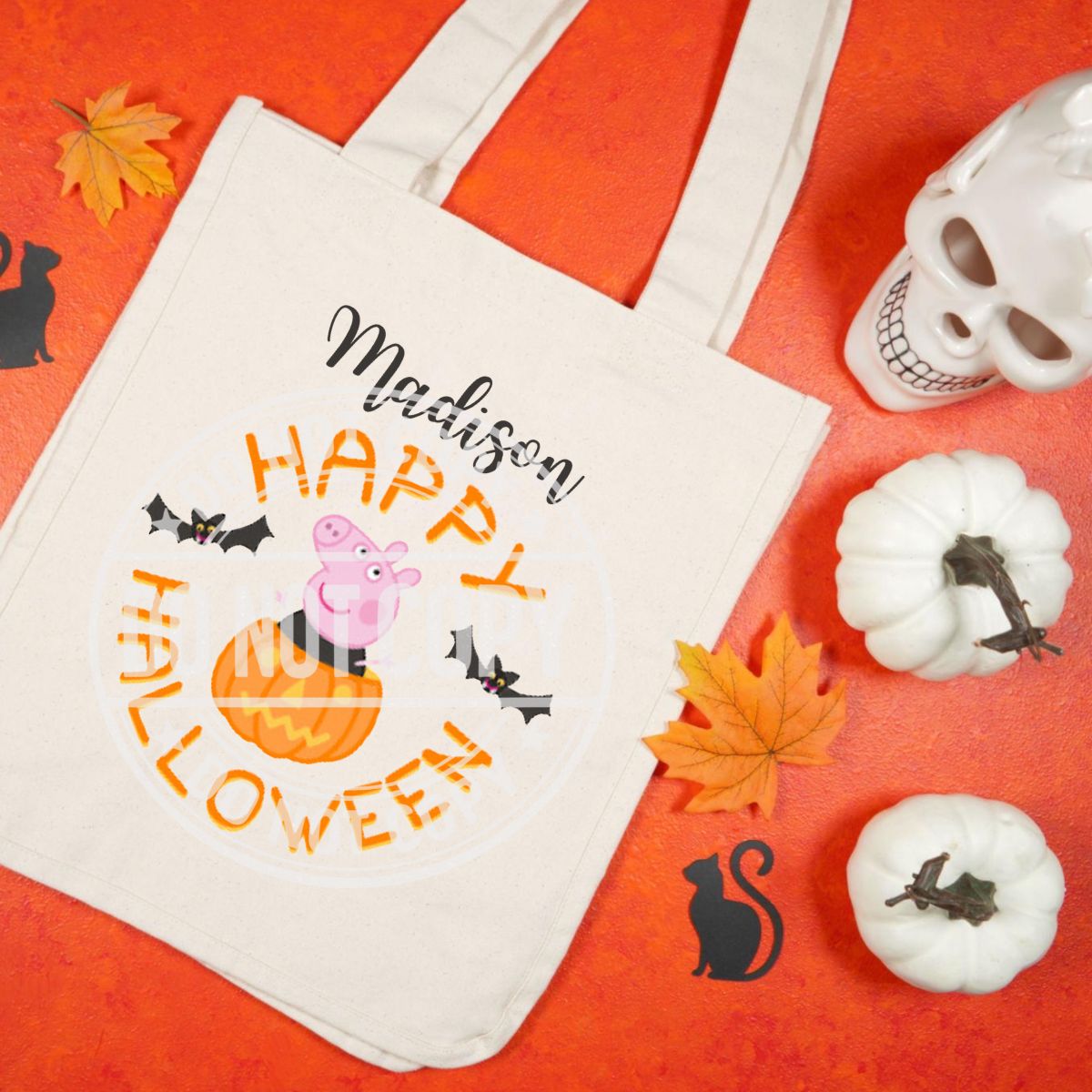Personalised Halloween Trick or Treat Bag | Custom Kids Halloween Tote | 18 Cute Spooky Designs | Reusable Candy Bag | Personalised Pumpkin Bag