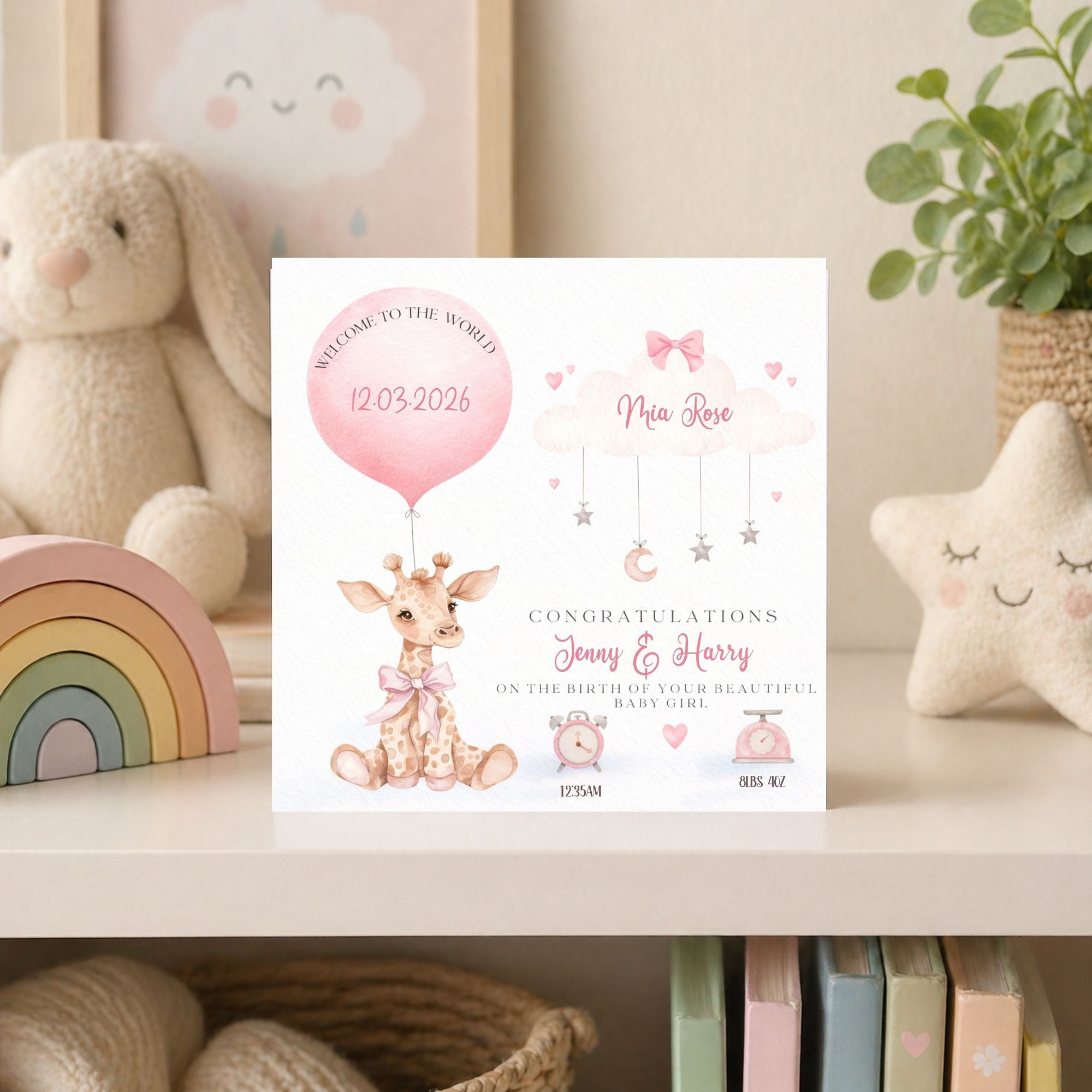 Personalised New Baby Card – Baby Boy or Girl