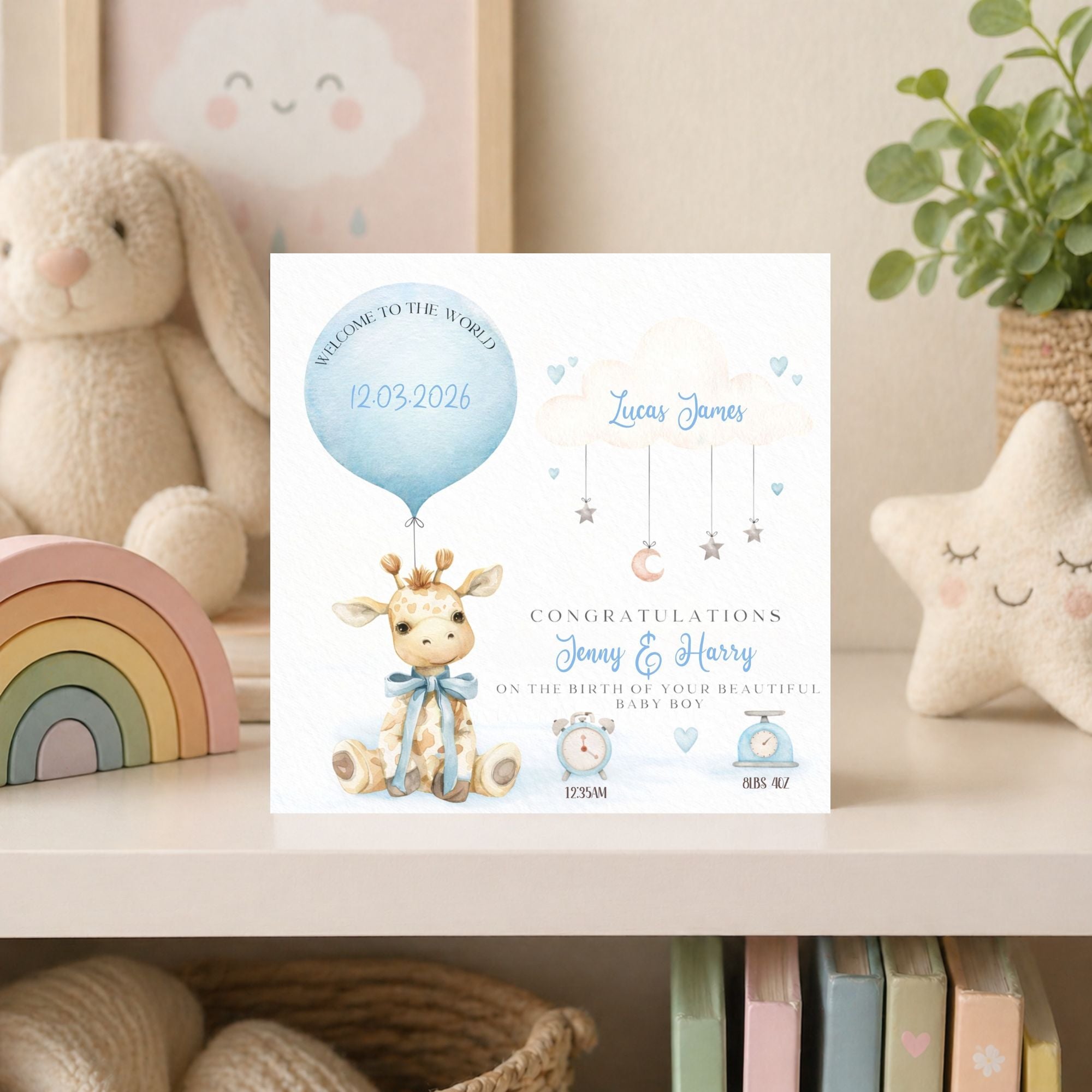 Personalised New Baby Card – Baby Boy or Girl