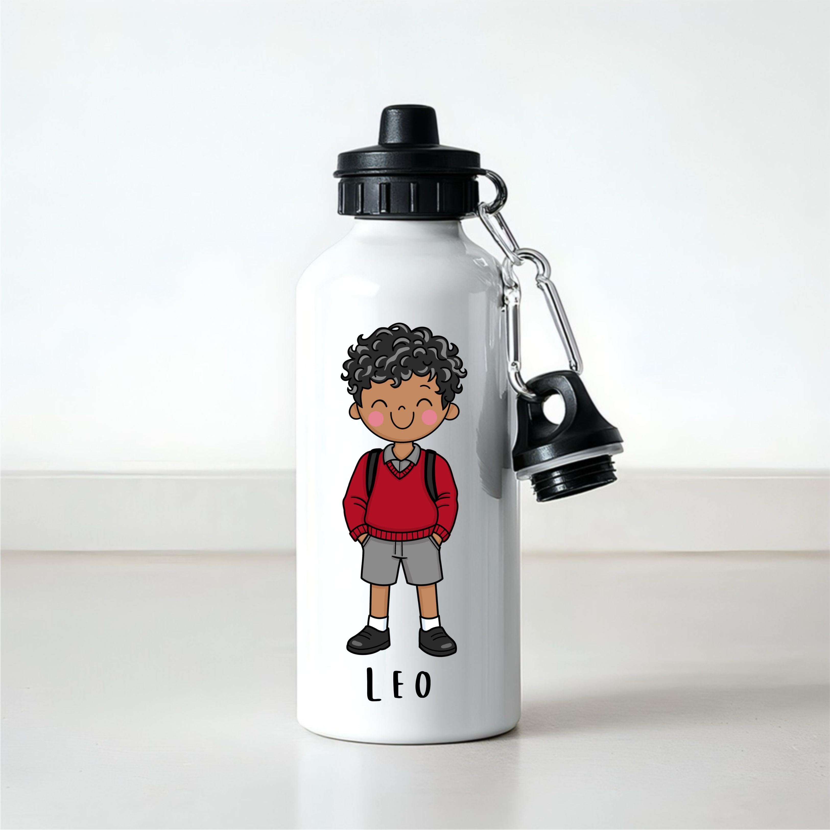 Personalised Boys School Water Bottle – 600ml Aluminium Bottle – Custom Name Bottle for School, Nursery & Travel