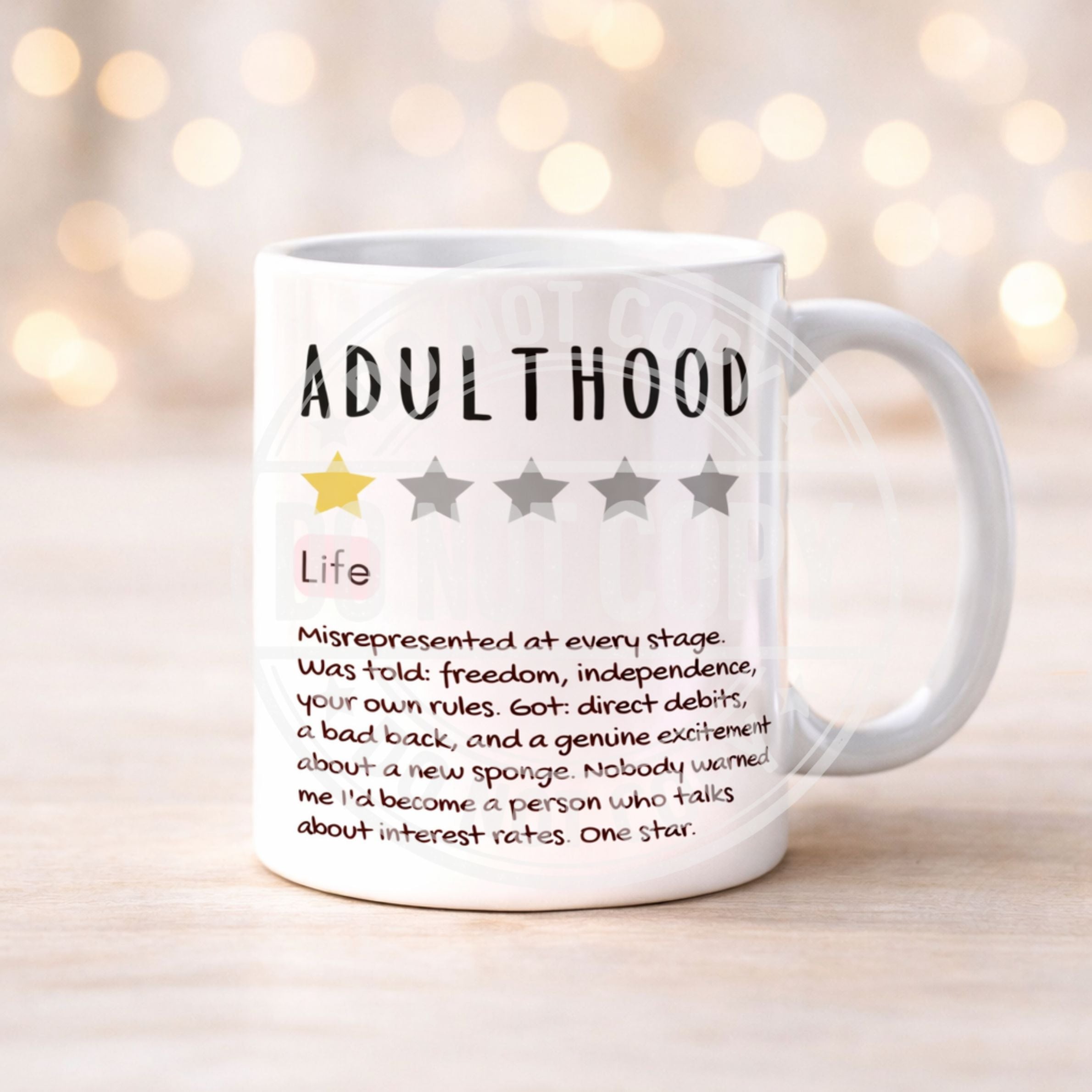 Funny Review Style Mugs | Adulting, Life, Pregnancy, Menopause Gift