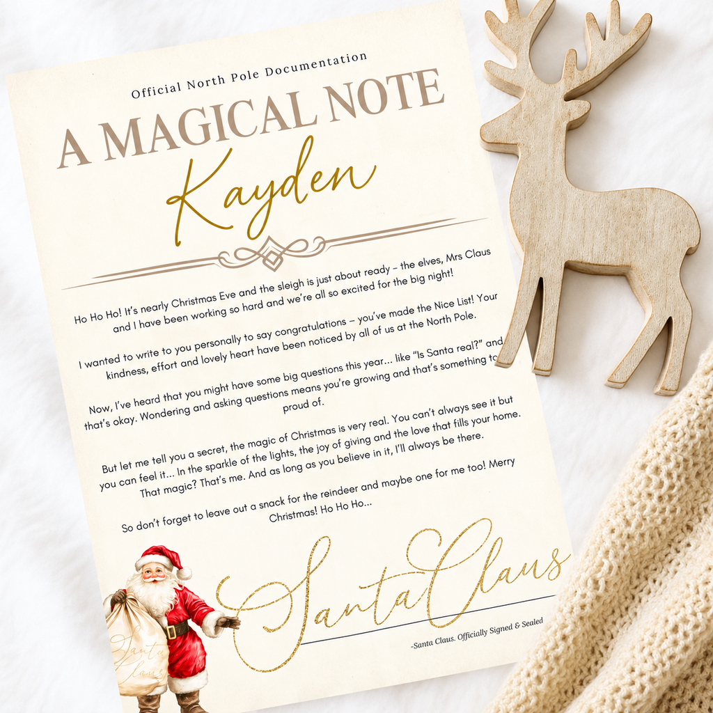 A Magical Note from Santa, personalised letter for Christmas Eve box