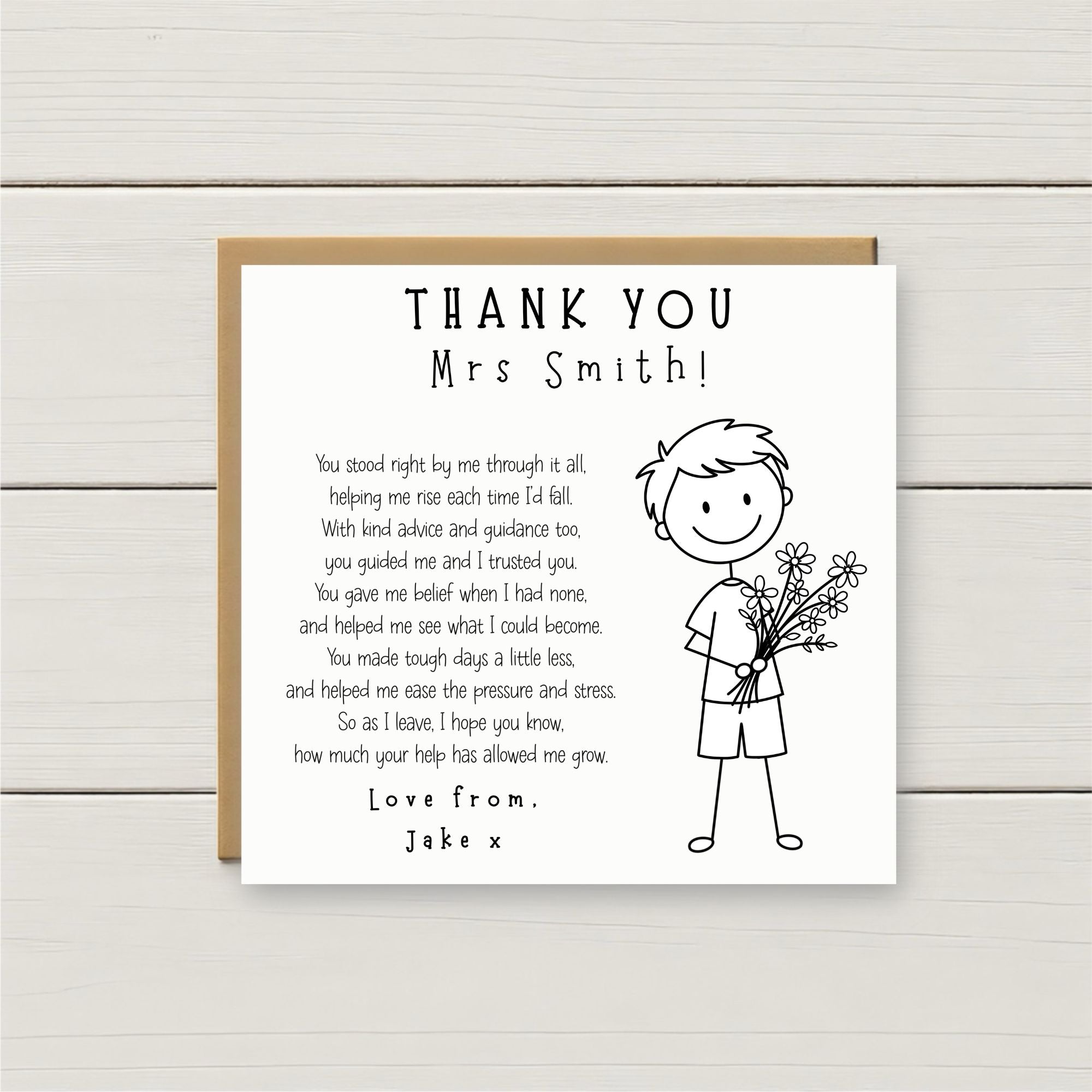 Thank you card for a teacher 